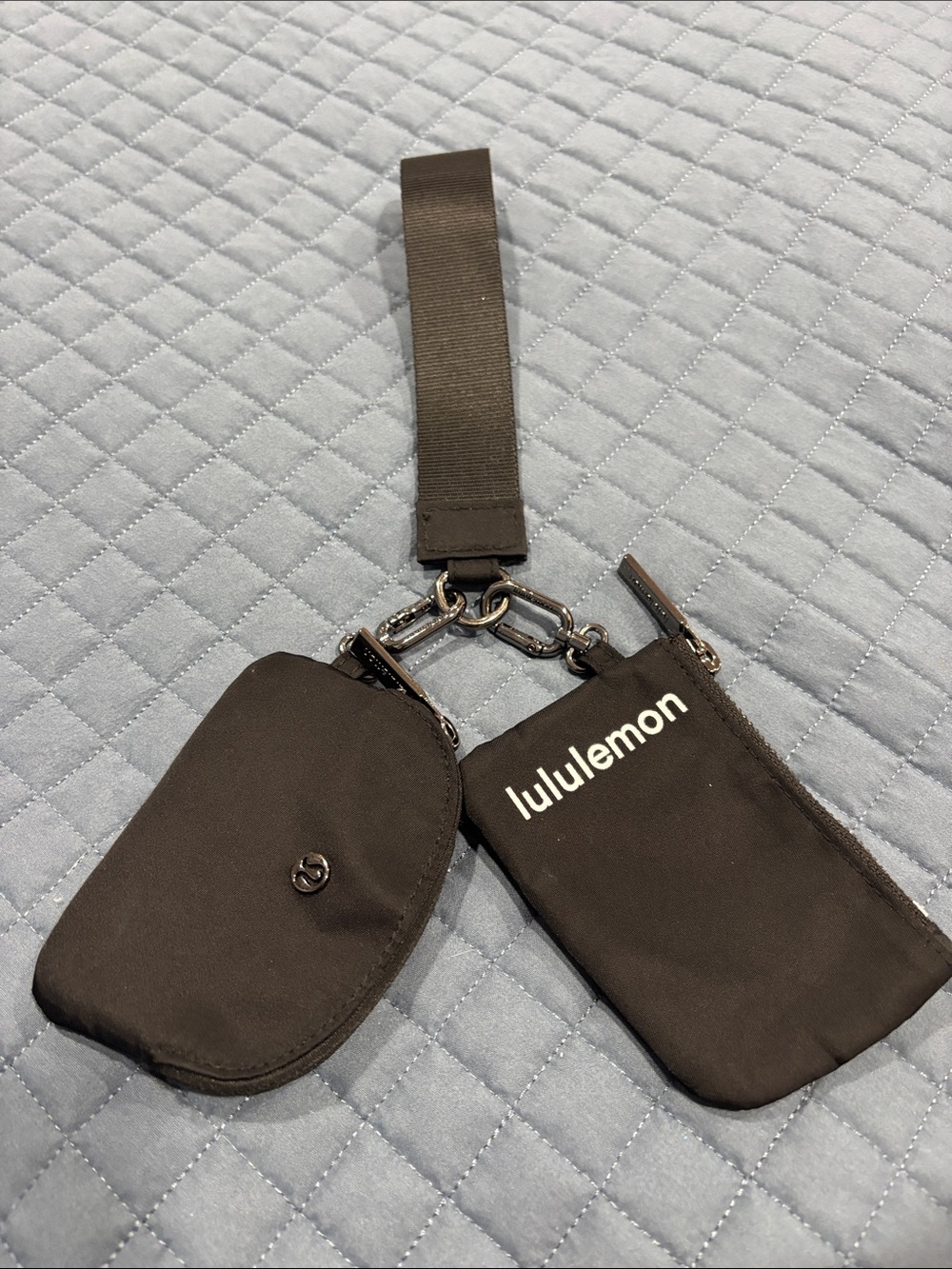 Womanβs βinspiredβ Black Dual Pouch Wrist Strap Bag